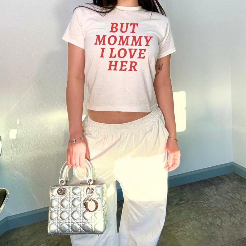 But Mommy I love Her Pride Baby Tee Y2K Baby Tee Clowncore Baby Tee lgbt Queer Shirt Bisexual Pride Crop Top Pansexual Baby Tee 2000s Shirt