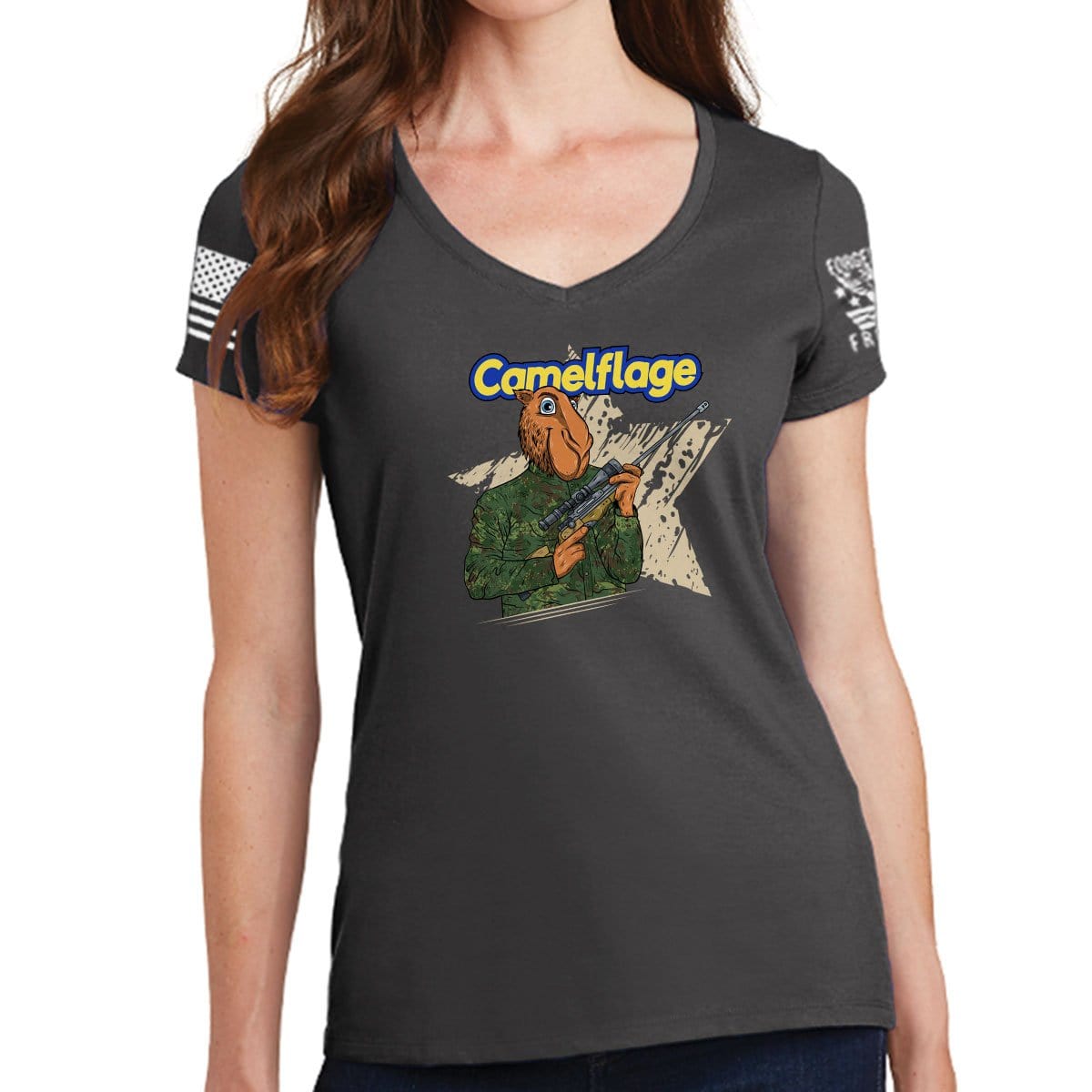 Ladies Camelflage V-Neck T-shirt