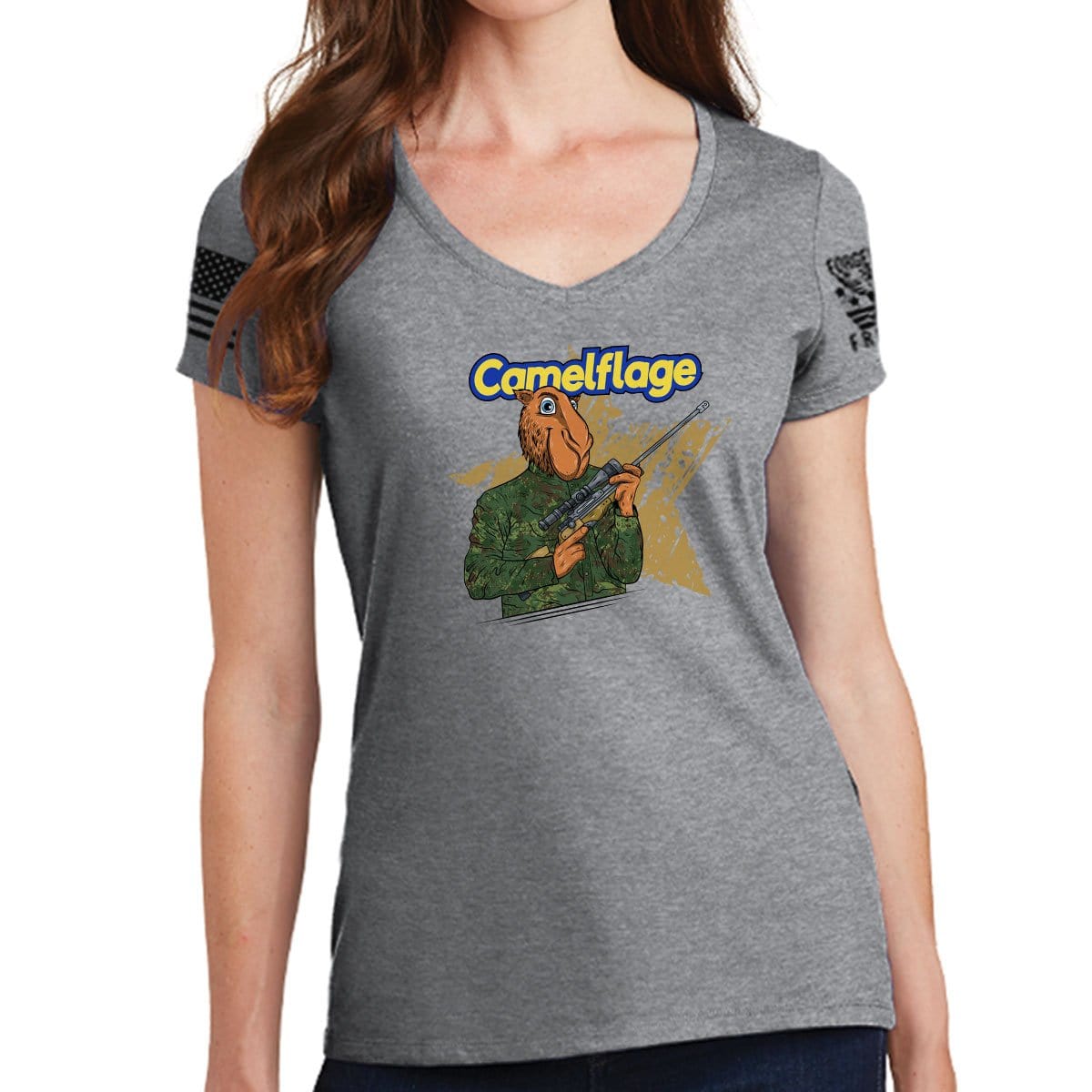 Ladies Camelflage V-Neck T-shirt