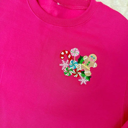 Candy Gingerbread Embroidered Sweatshirt