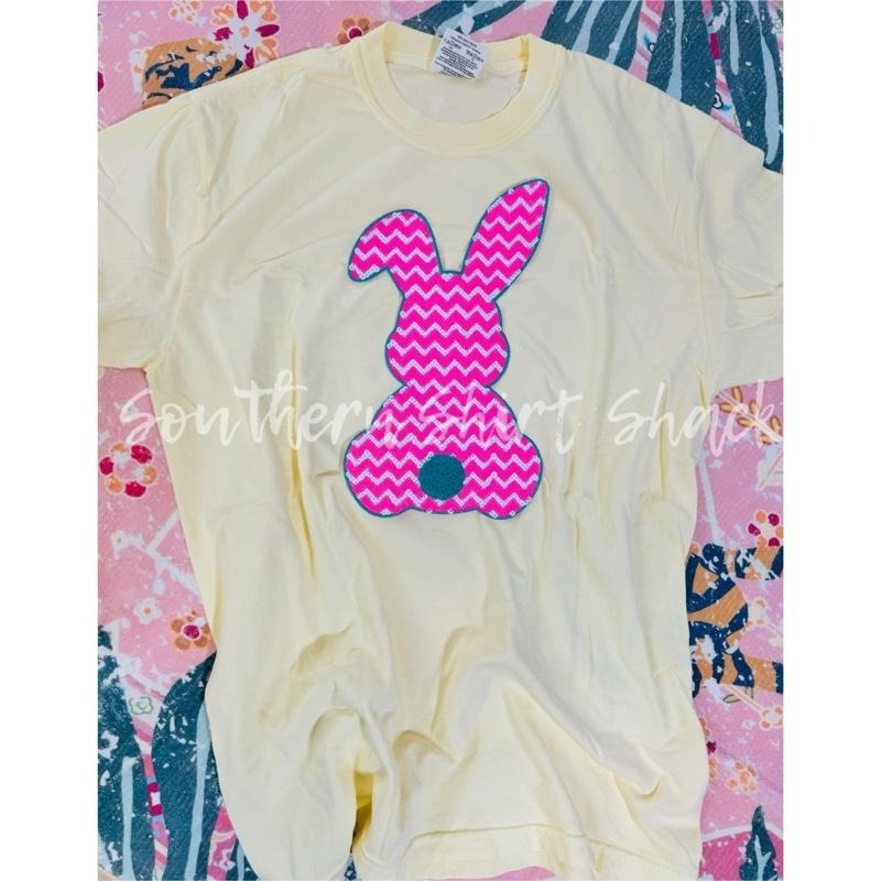 Chevron Sequin Bunny T shirt  | Easter T Shirt |  Banana comfort colors T shirt