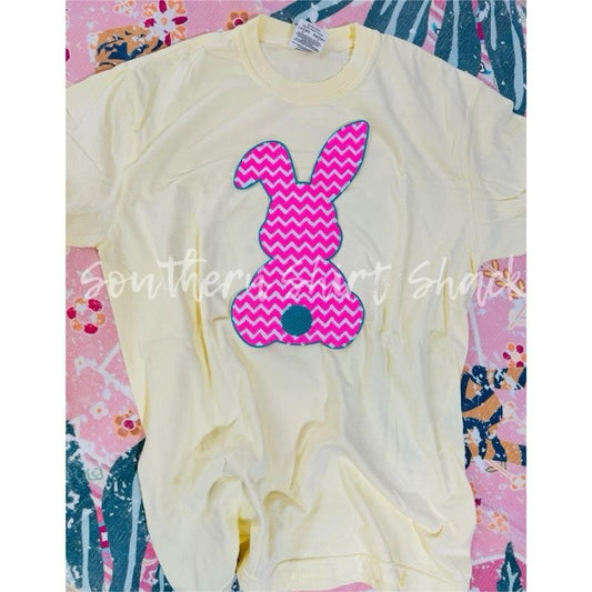 Chevron Sequin Bunny T shirt  | Easter T Shirt |  Banana comfort colors T shirt