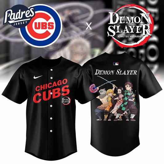 Chicago Cubs x Demon Slayer Black Baseball Jersey 2025 - Padres Jersey Oasis: Elevate Your Baseball Style Game