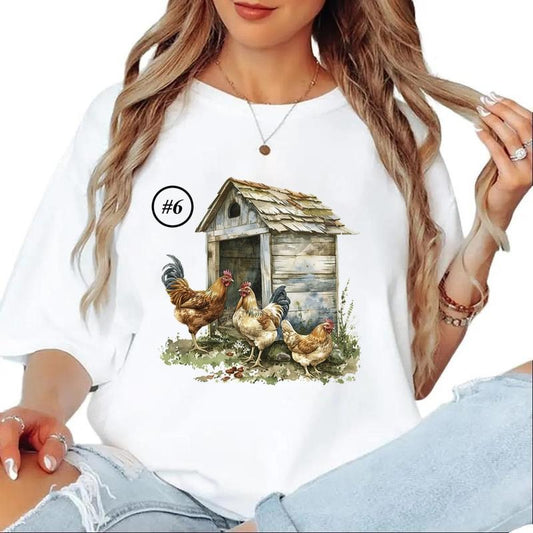Chicken Coop Watercolor Unisex T-shirt Easter, Farm Sweatshirt Cute Hoodie party women 1 Cotton Top