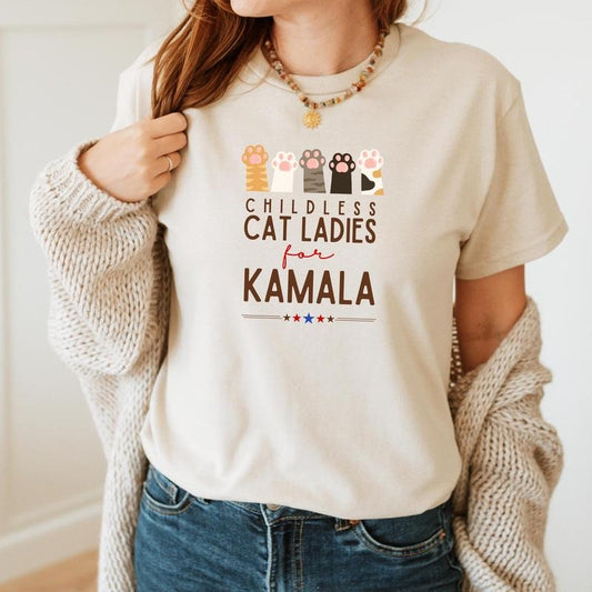 Childless Cat Ladies For Kamala Shirt, Kamala Harris 2024 President Shirt, Cat Mom Shirt, Kamala Rally T Shirt, Cat Ladies Kamala Shirt