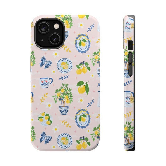 Chinoiserie Lemon Phone Case, Mag Safe Compatible, Magnetic Tough Cases