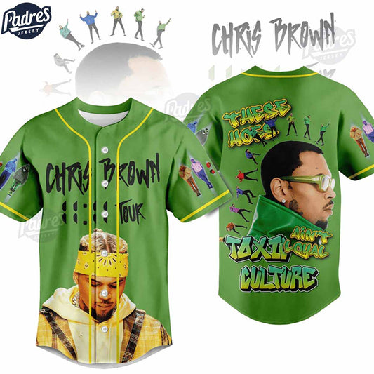 Chris Brown Tour Custom Green Baseball Jersey - Padres Jersey Oasis: Elevate Your Baseball Style Game