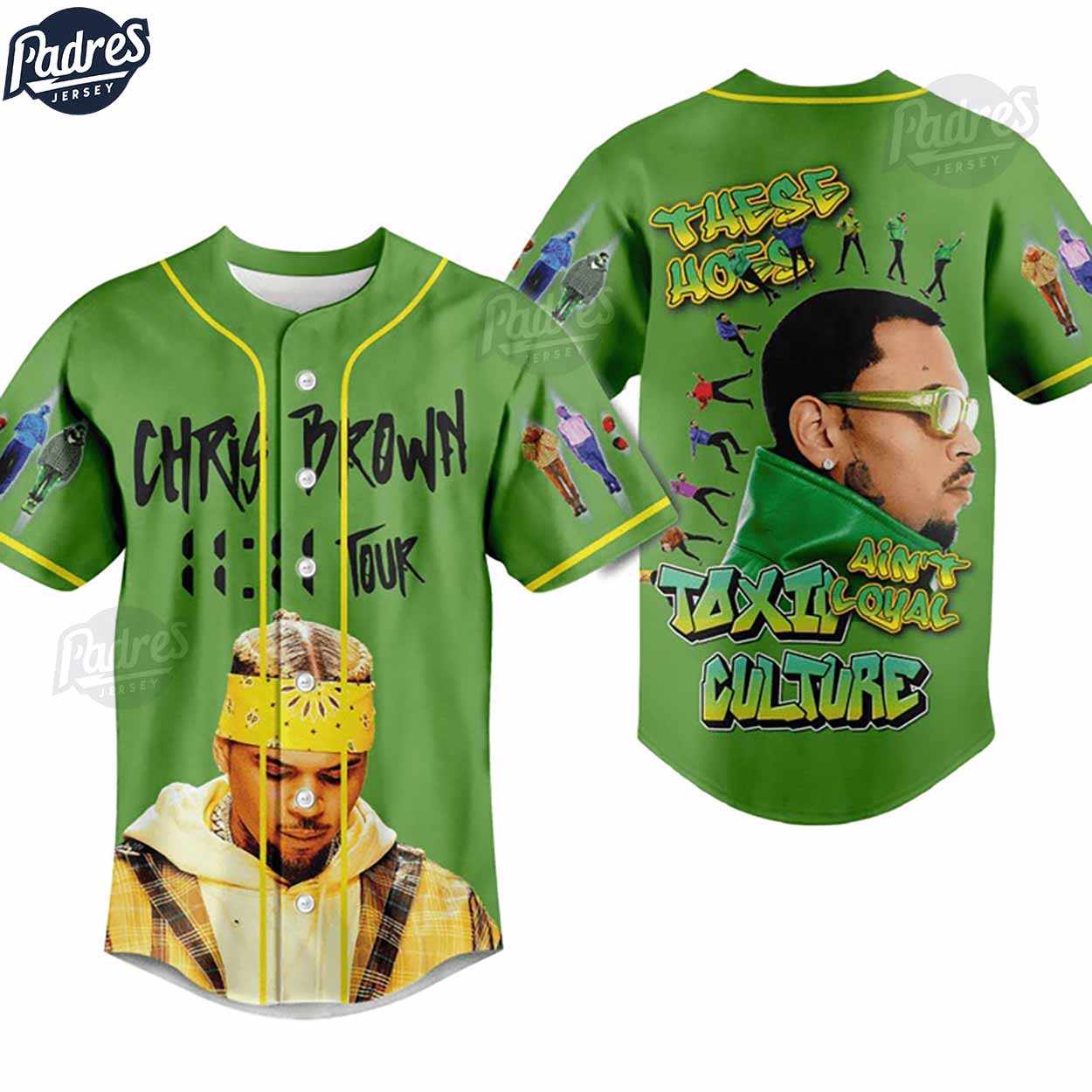 Chris Brown Tour Custom Green Baseball Jersey - Padres Jersey Oasis: Elevate Your Baseball Style Game