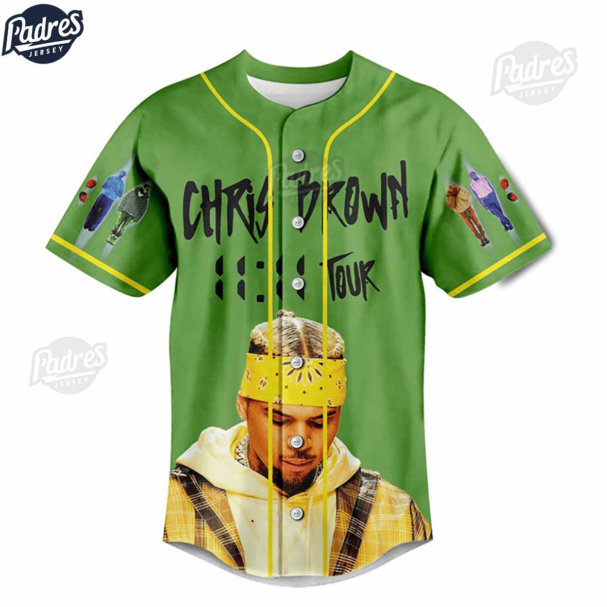 Chris Brown Tour Custom Green Baseball Jersey - Padres Jersey Oasis: Elevate Your Baseball Style Game