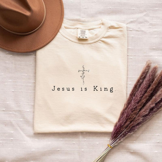 Christian Minimalist Jesus t-Shirt Christian Shirt Jesus is King Gift for Mom Christian Gift Faith Based Apparel Baptism Shirt