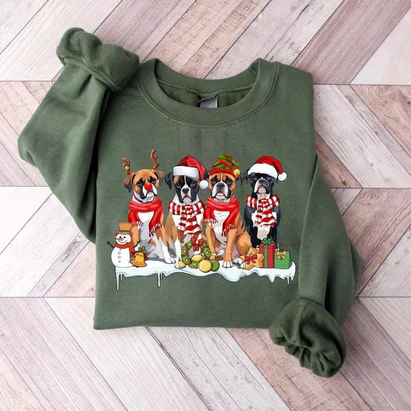 Christmas Boxer Dog Sweatshirt, Christmas Shirt, Boxer Shirt, Dog Christmas Shirt, Boxer Lover Shirt, Dog Mom Shirt, Boxer Dog Gift Sweater