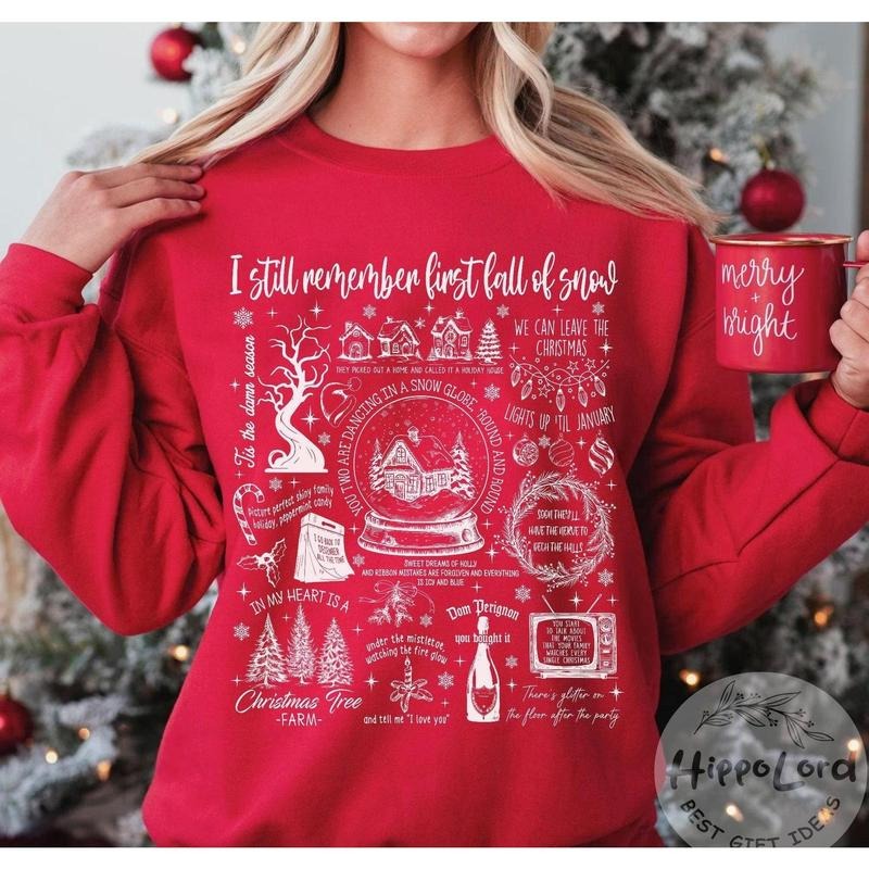 Christmas Songs Shirt, Christmas Song Lyrics Shirt, Song Lyrics Collage with Christmas Symbols & Lyrics, Christmas Gift for Christmas