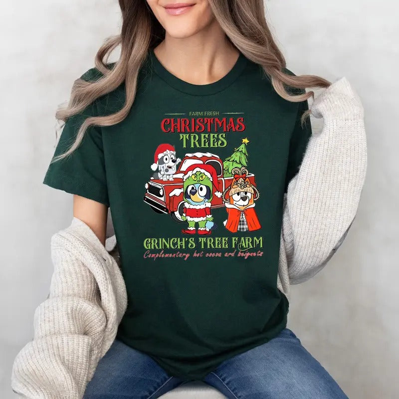 Christmas Tree Farm Cute Dog Family Shirt, Cute Dog Christmas Shirt, Family Matching Christmas T Shirts , Cute Cartoon Christmas Shirts, Christmas family tee, Christmas Vibes Shirt,  Dog Lover Shirt, Dog Mom Shirt