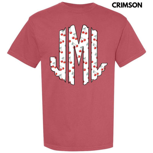 Classic Cherries Monogram Comfort Colors T-Shirt 'NLB'