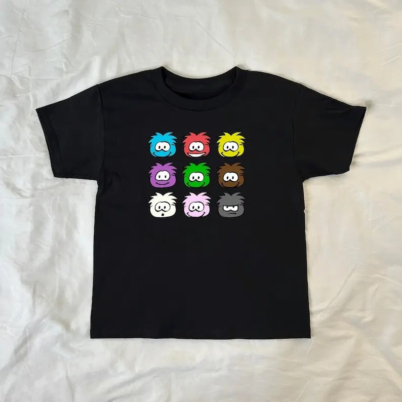Club Penguin Puffles Baby Tee, ahs style, y2k, Pinterest, 90s style baby tee, retro, Childhood Aesthetic, nostalgic, streetwear, 2000s vibe
