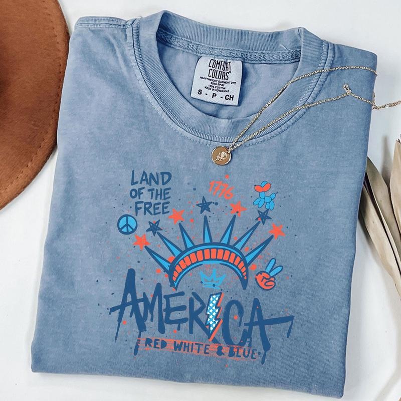 Comfort Colors 4th of July Statue of Liberty Shirt, Graffiti America Shirt, America 4th of July T-Shirt, USA America Flag Unisex T-Shirt