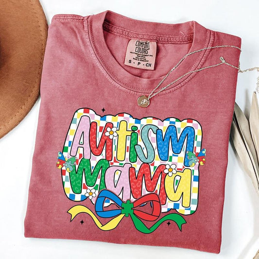 Comfort Colors Autism Mama Coquette Shirt, Retro Autism Awareness T-Shirt, Autism Advocate Shirt, Special Education T-Shirt, Unisex T-Shirt