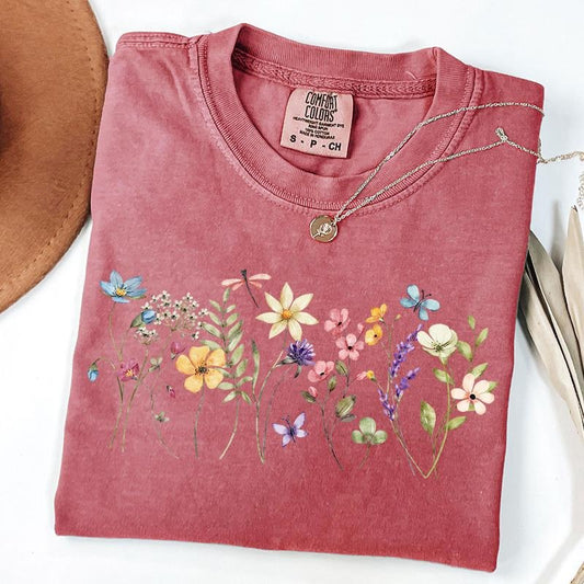 Comfort Colors Boho Cottagecore Tshirt, Wildflowers T shirt, Vintage Flowers Shirt, Botanical Floral Tee, Gift for Gardener, Unisex T-Shirt