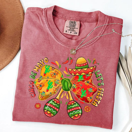 Comfort Colors Cinco De Mayo Coquette Shirt, Cinco De Mayo Tee, Tequita Shirt, Lets Fiesta T-Shirt, Mexican Girly Gift