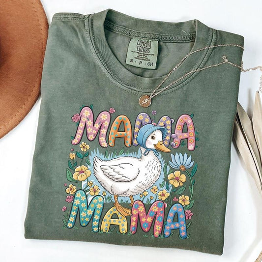 Comfort Colors Floral Mama Goose Shirt, Goose Mom T-Shirt, Goose Lover Tee, Mothers Day Gift