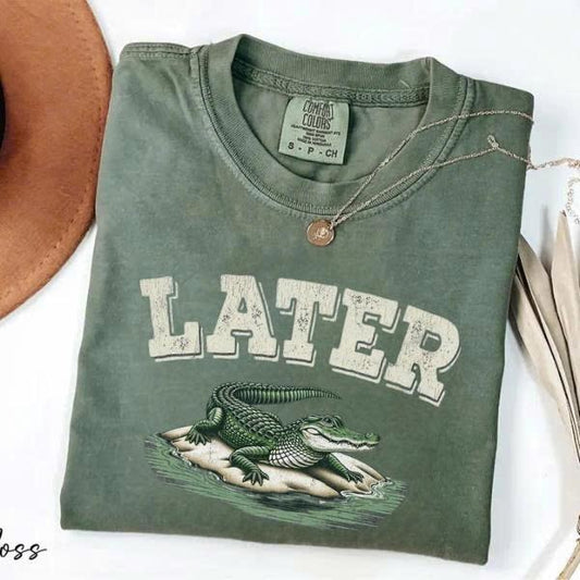 Comfort Colors Later Gator Shirt, Retro Alligator tee, Vintage distressed, Trendy Cute Funny animal, oversized t-shirt, gift for men, women