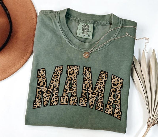 Comfort Colors Leopard Print Mama Shirt Gift for Mom, Retro Mom Tee, Mother's Day Gift, Vintage Cheetah Mama Tshirt, Varsity New Mom Gift