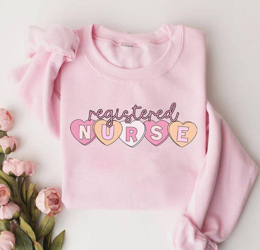 Comfort Colors Registered Nurse Sweatshirt - Nursing Nicu Labo Sweatshirt, Sweethearts Heart Love Design, Women's Pullover - Womenswear