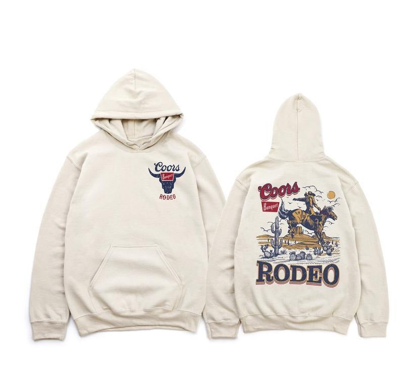 Coors Banquet Rodeo Hoodie Coors Sweatshirt 2 Sides Printed Cotton Classic Menswear Tops Embroidered Love