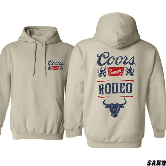 Coors Banquet Rodeo Hoodie with Bold Bull Graphic - Men's and Women's Western Style Sweater - Sweaters, Menswear