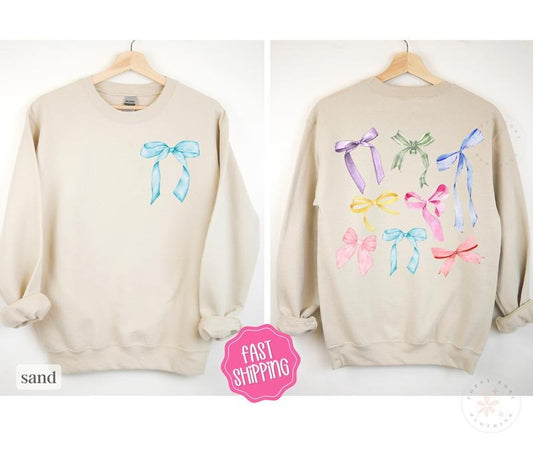 Coquette Bow Sweatshirt, Women's Sweatshirt, Bow Sweater