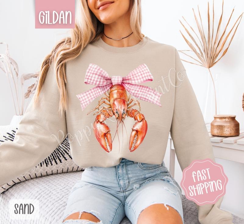 Coquette Crawfish Sweatshirt, Southern Girl Sweater, Girly Aesthetic Crewneck