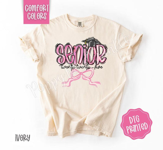 Coquette Senior Comfort Colors Shirt, Cute Graduation Tshirt, Trendy Bow Tee, Gift for Her