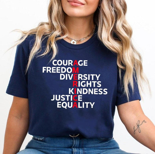 Courage Freedom Diversity Right Kindness Justice Equality T-Shirt, Human Rights Shirt, Anti Fascism Shirt, Equality T-Shirt, Protest