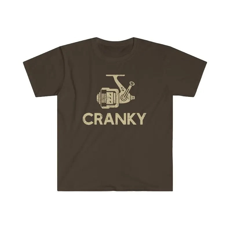 Cranky T-shirt, Funny Fishing Shirt, Fishing Reel Tee, Fisherman Gift, Fisher Man Tee, Fishing Dad Gift, Fish Lover Unisex Heavy Cotton Tee