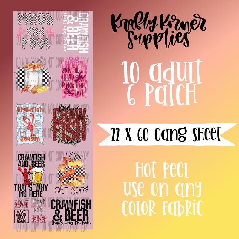 Crawfish DTF Transfer Gang Sheet, 22 x 60