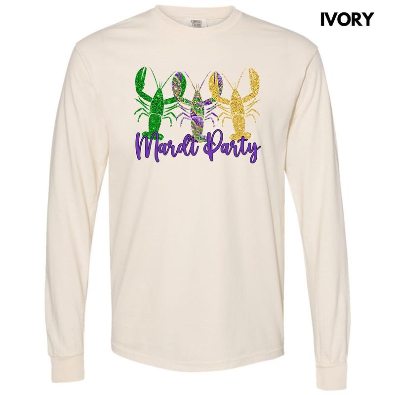 Crawfish Mardi Party Long Sleeve Comfort Colors T-Shirt 'NLB'