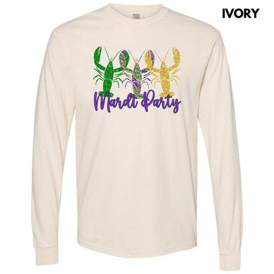 Crawfish Mardi Party Long Sleeve Comfort Colors T-Shirt 'NLB'