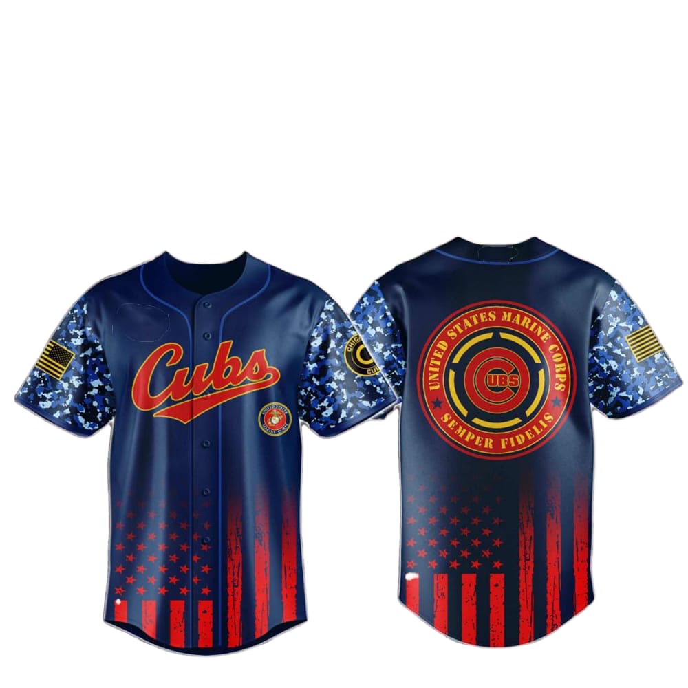 Cubs Marine Corps Military Appreciation Baseball Jersey 2025 - Grishko.com