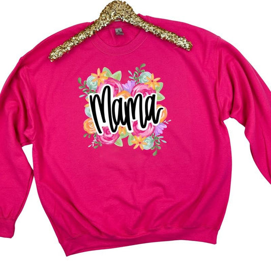 Cursive Flower Mama Sweatshirt 'NLB'