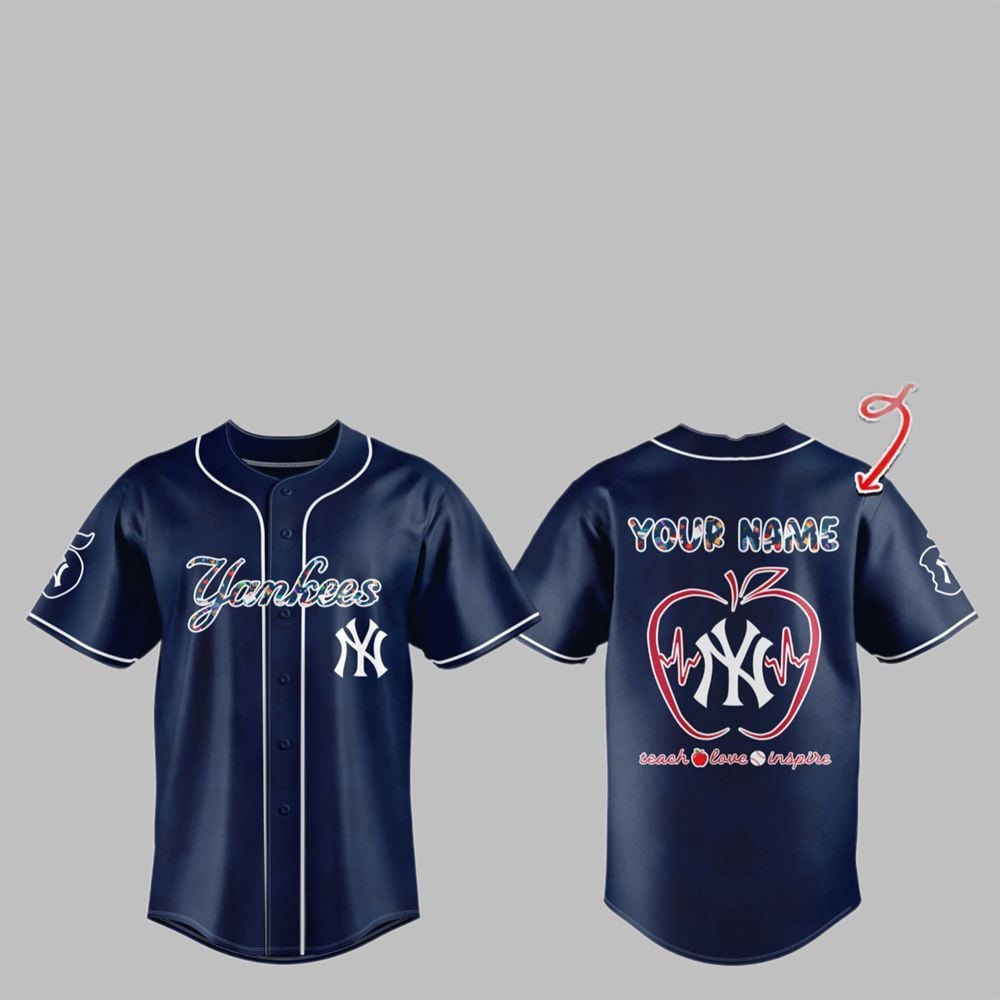 Custom 2025 Yankees TEACHER NIGHT Baseball Jersey - Grishko.com