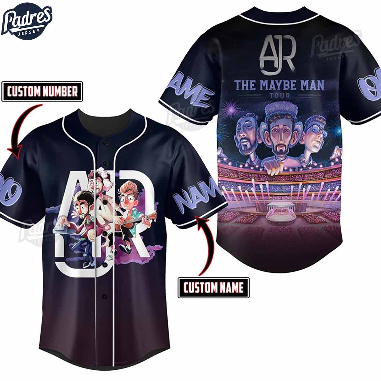 Custom Ajr The Maybe Man Tour 2024 Music Baseball Jersey - Padres Jersey Oasis: Elevate Your Baseball Style Game