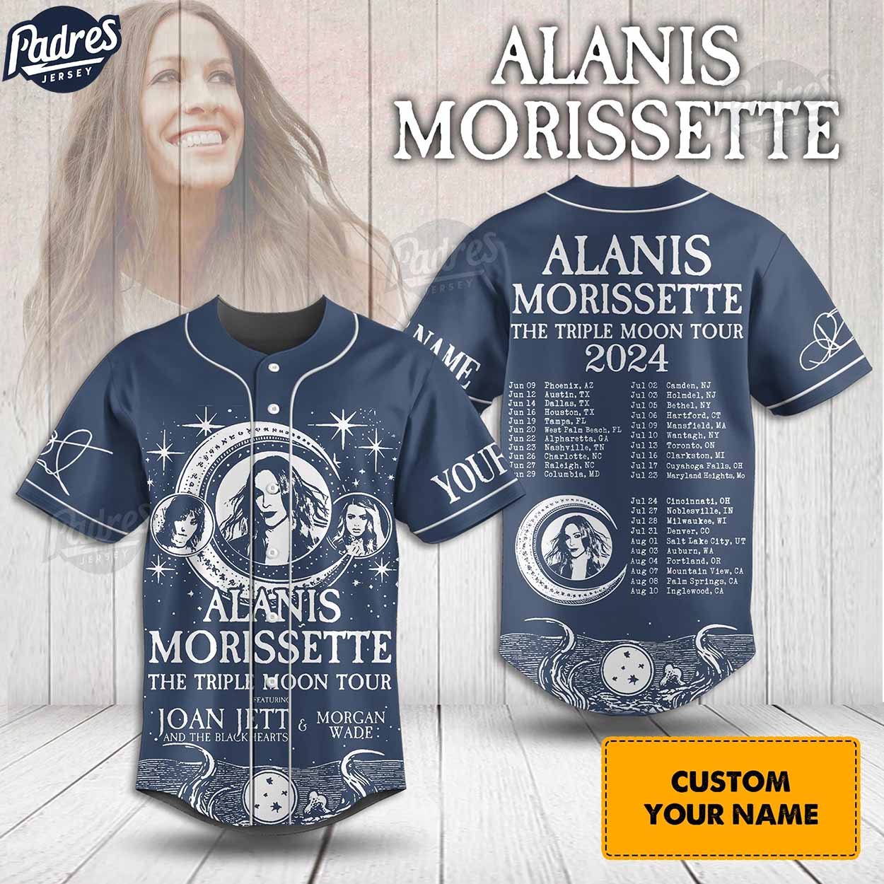 Custom Alanis Morissette Tour 2024 Baseball Jersey - Padres Jersey Oasis: Elevate Your Baseball Style Game