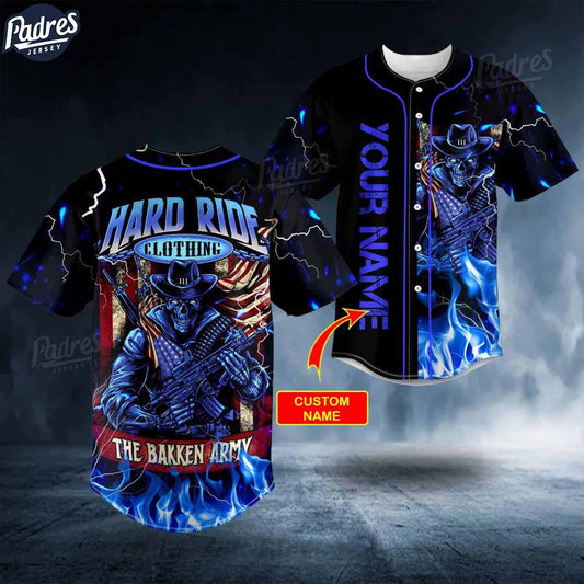 Custom Bakken Army Patriots Fighter Gun Archives Blue Skull Baseball Jersey - Padres Jersey Oasis: Elevate Your Baseball Style Game