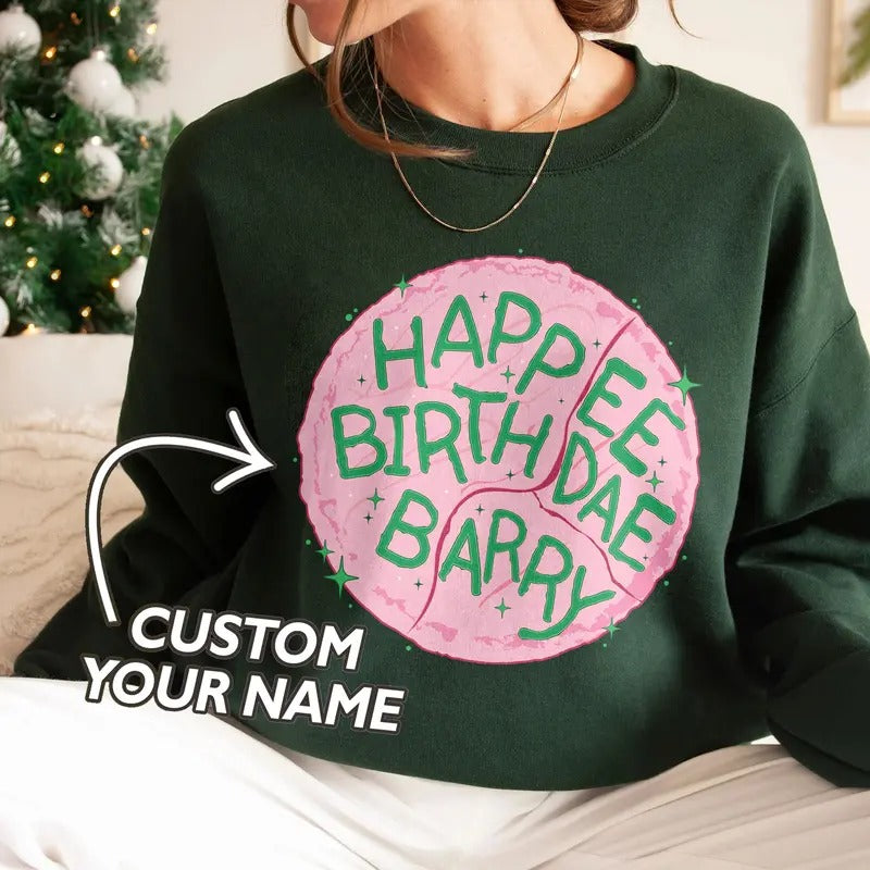 Custom Birthday Sweatshirt for Wizard Fans, Happee Birthdae Crewneck, Magical Cake Tee, Gift For Book Lover christmas shirt Womenswear Hoodie