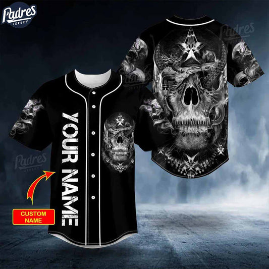 Custom Black White Dragon Fire Skull Baseball Jersey - Padres Jersey Oasis: Elevate Your Baseball Style Game