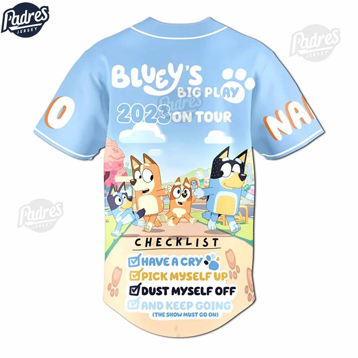 Custom Bluey On Tour 2023 Baseball Jersey - Padres Jersey Oasis: Elevate Your Baseball Style Game