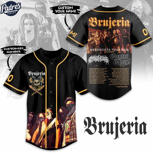 Custom Brujeria Band World Tour 2024 Baseball Jersey - Padres Jersey Oasis: Elevate Your Baseball Style Game
