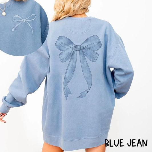 Custom Coquette Bow Sweatshirt, Trendy Oversized Shirt, Girly Coquette Bow Sweatshirt, Women Trendy Shirt, Bow Monochromatic Sweatshirt