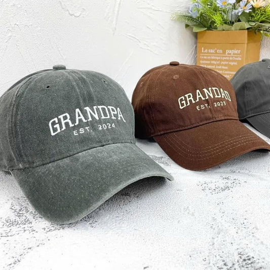 Custom Embroidered Hat, Personalized Date, Matching Vintage Baseball Hat, Gift For New Dad Mom, Pregnancy Announcement, Mothers day gift