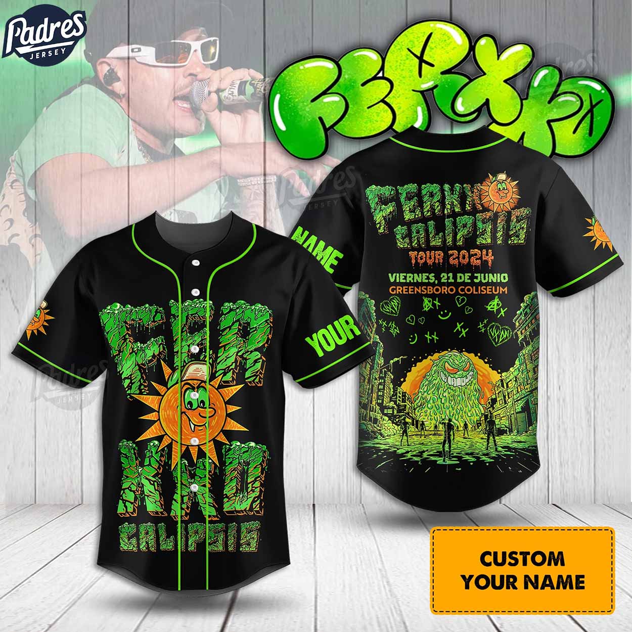 Custom Feid Ferxxo Calipsis Tour 2024 Music Baseball Jersey - Padres Jersey Oasis: Elevate Your Baseball Style Game